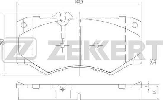 Zekkert BS-1151 - Bremžu uzliku kompl., Disku bremzes adetalas.lv