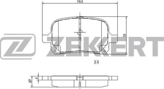 Zekkert BS-1116 - Bremžu uzliku kompl., Disku bremzes adetalas.lv