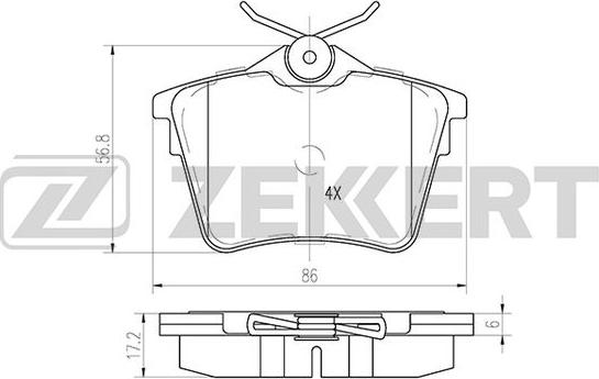 Zekkert BS-1135 - Bremžu uzliku kompl., Disku bremzes adetalas.lv