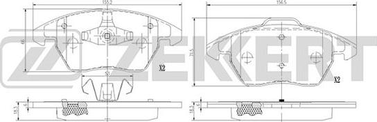 Zekkert BS-1375 - Bremžu uzliku kompl., Disku bremzes adetalas.lv