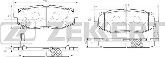 Zekkert BS-1247 - Bremžu uzliku kompl., Disku bremzes adetalas.lv