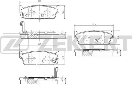 Zekkert BS-1262 - Bremžu uzliku kompl., Disku bremzes adetalas.lv