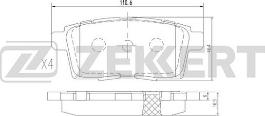 Zekkert BS-1229 - Bremžu uzliku kompl., Disku bremzes adetalas.lv