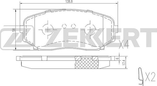 Zekkert BS-1228 - Bremžu uzliku kompl., Disku bremzes adetalas.lv