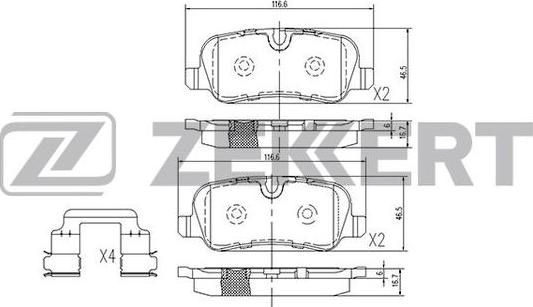 Zekkert BS-1272 - Bremžu uzliku kompl., Disku bremzes adetalas.lv