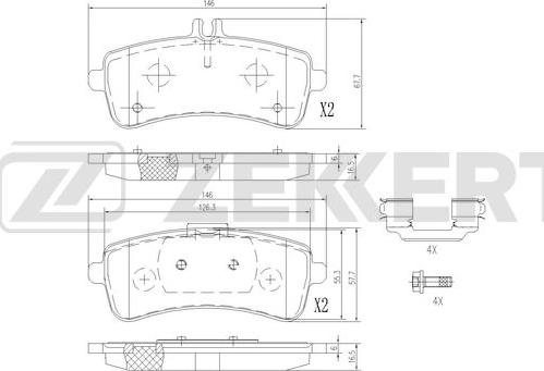 Zekkert BS-3063 - Bremžu uzliku kompl., Disku bremzes adetalas.lv