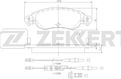 Zekkert BS-3036 - Bremžu uzliku kompl., Disku bremzes adetalas.lv