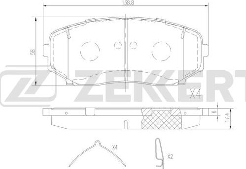 Zekkert BS-3070 - Bremžu uzliku kompl., Disku bremzes adetalas.lv