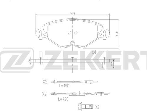 Zekkert BS-2909 - Bremžu uzliku kompl., Disku bremzes adetalas.lv