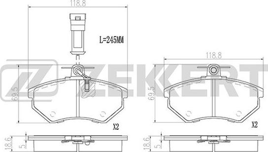 Zekkert BS-2978 - Bremžu uzliku kompl., Disku bremzes adetalas.lv