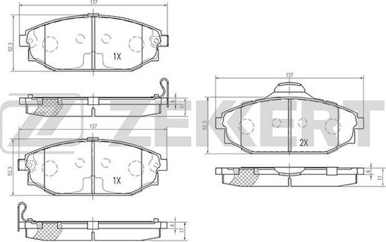 Zekkert BS-2440 - Bremžu uzliku kompl., Disku bremzes adetalas.lv