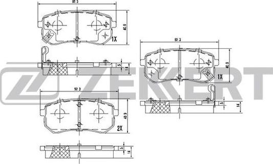 Zekkert BS-2442 - Bremžu uzliku kompl., Disku bremzes adetalas.lv