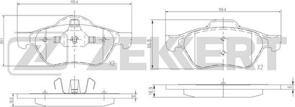 Zekkert BS-2488 - Bremžu uzliku kompl., Disku bremzes adetalas.lv