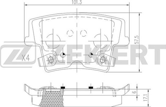 Zekkert BS-2429 - Bremžu uzliku kompl., Disku bremzes adetalas.lv