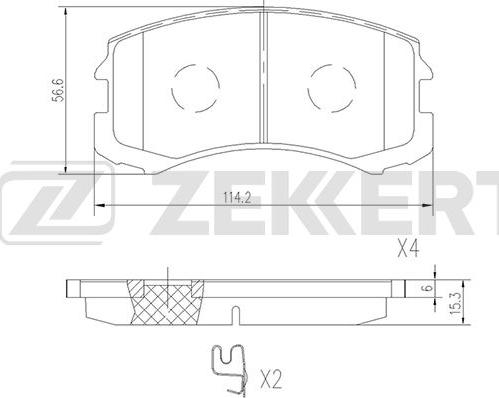 Zekkert BS-2538 - Bremžu uzliku kompl., Disku bremzes adetalas.lv