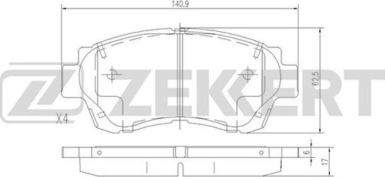 Zekkert BS-2080 - Bremžu uzliku kompl., Disku bremzes adetalas.lv