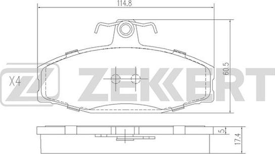 Zekkert BS-2072 - Bremžu uzliku kompl., Disku bremzes adetalas.lv