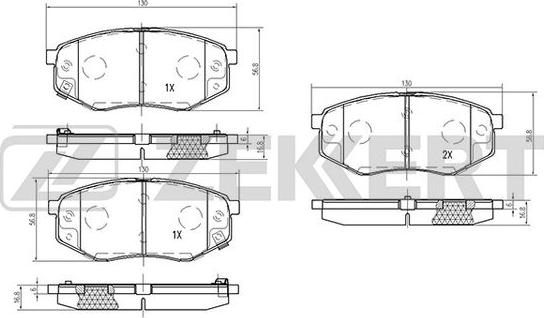 Zekkert BS-2815 - Bremžu uzliku kompl., Disku bremzes adetalas.lv