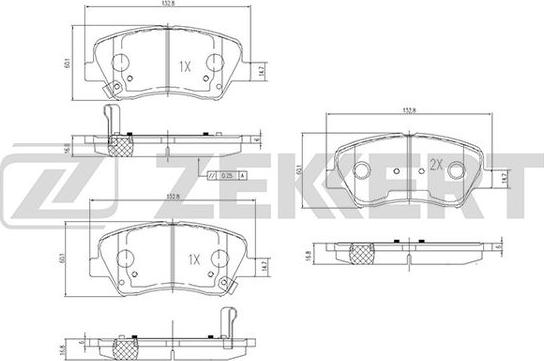 Zekkert BS-2817 - Bremžu uzliku kompl., Disku bremzes adetalas.lv