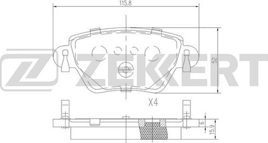 Zekkert BS-2838 - Bremžu uzliku kompl., Disku bremzes adetalas.lv