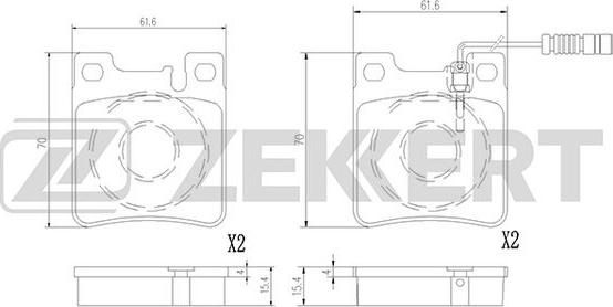 Zekkert BS-2873 - Bremžu uzliku kompl., Disku bremzes adetalas.lv