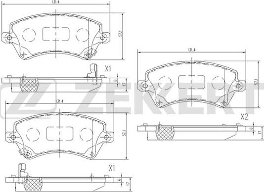 Zekkert BS-2707 - Bremžu uzliku kompl., Disku bremzes adetalas.lv