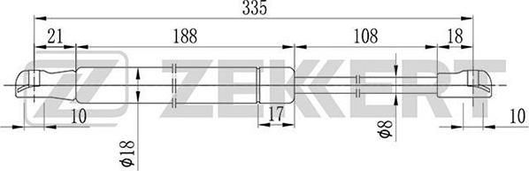 Zekkert GF-1423 - Gāzes atspere, Motora pārsegs adetalas.lv