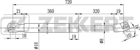 Zekkert GF-1113 - Gāzes atspere, Motora pārsegs adetalas.lv