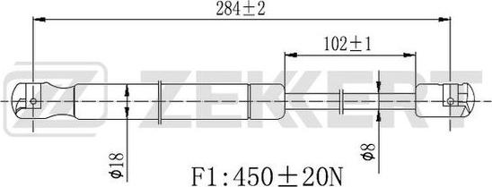 Zekkert GF-2465 - Gāzes atspere, Motora pārsegs adetalas.lv