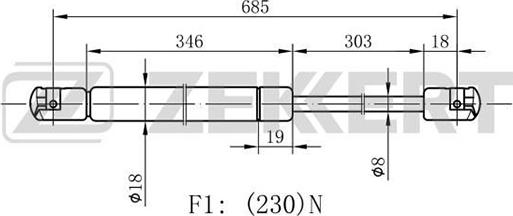 Zekkert GF-2028 - Gāzes atspere, Motora pārsegs adetalas.lv