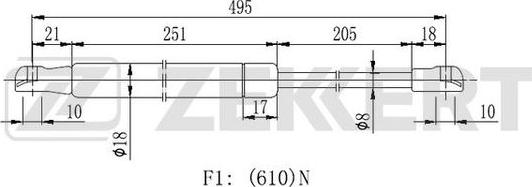 Zekkert GF-2117 - Gāzes atspere, Bagāžas / Kravas nodalījuma vāks adetalas.lv