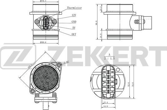 Zekkert SE-1065 - Devējs, Spiediens ieplūdes traktā adetalas.lv