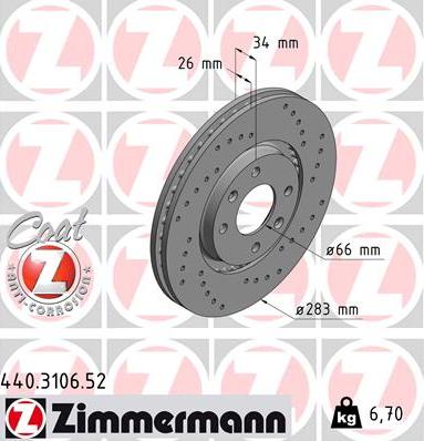 Zimmermann 440.3106.52 - Bremžu diski adetalas.lv