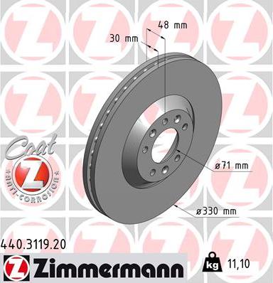 Zimmermann 440.3119.20 - Bremžu diski adetalas.lv