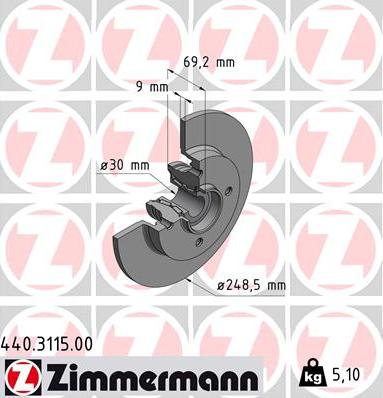 Zimmermann 440.3115.00 - Bremžu diski adetalas.lv