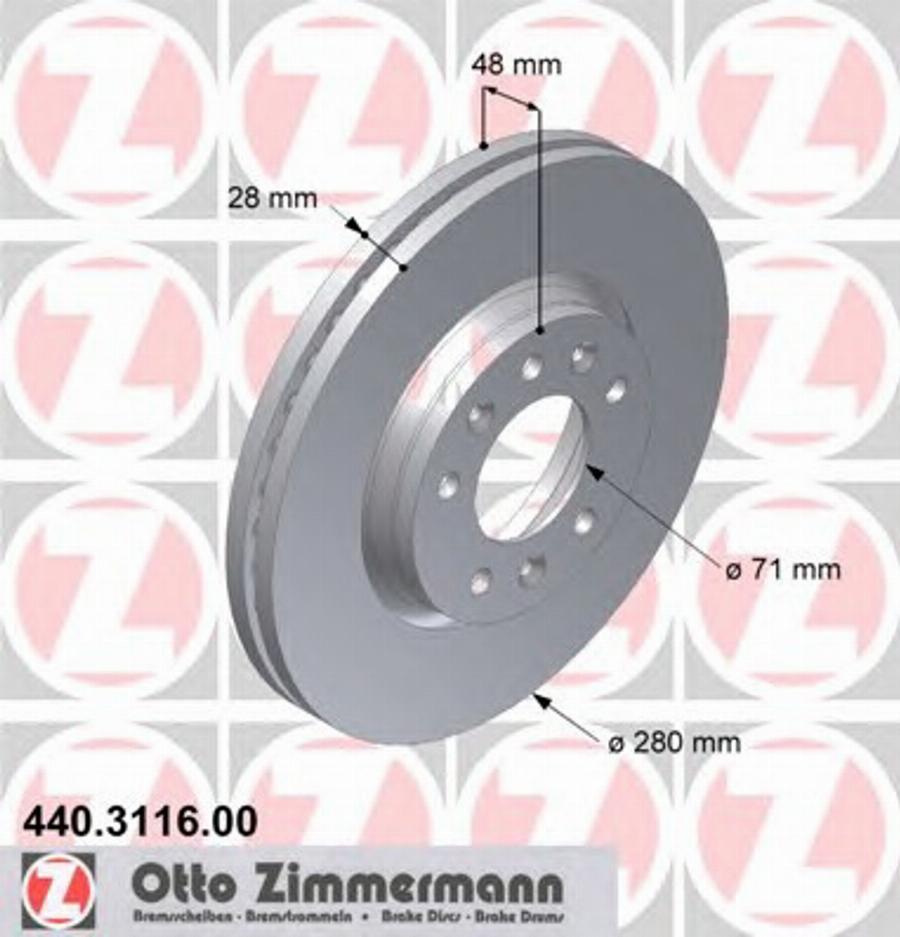 Zimmermann 440.3116.00 - Bremžu diski adetalas.lv