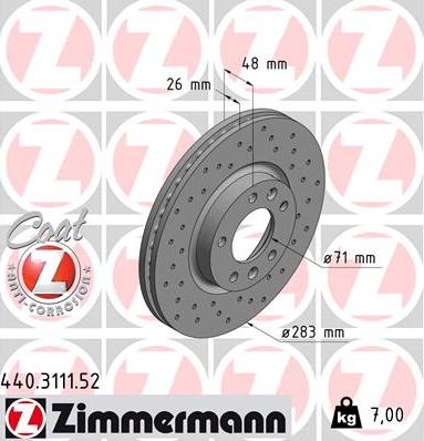 Zimmermann 440.3111.52 - Bremžu diski adetalas.lv