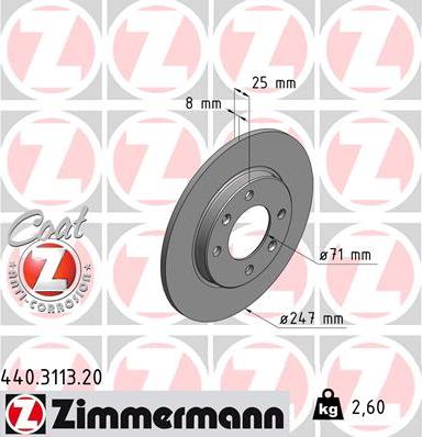 Zimmermann 440.3113.20 - Bremžu diski adetalas.lv