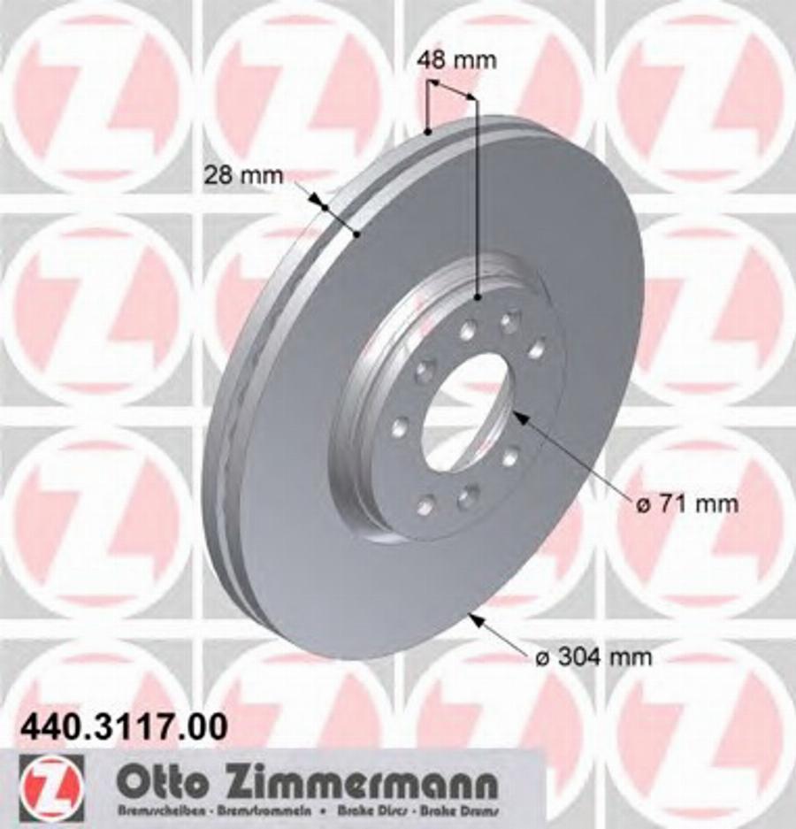 Zimmermann 440.3117.00 - Bremžu diski adetalas.lv