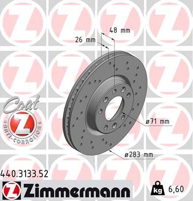 Zimmermann 440.3133.52 - Bremžu diski adetalas.lv