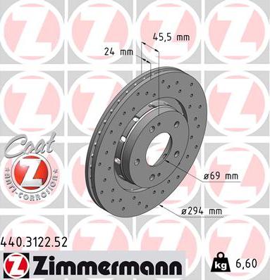 Zimmermann 440.3122.52 - Bremžu diski adetalas.lv