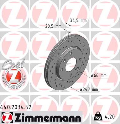 Zimmermann 440.2034.52 - Bremžu diski adetalas.lv