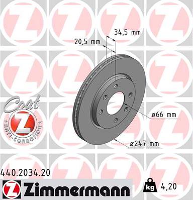 Zimmermann 440.2034.20 - Bremžu diski adetalas.lv