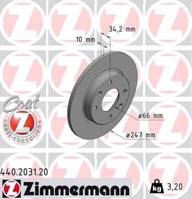 Zimmermann 440.2031.20 - Bremžu diski adetalas.lv