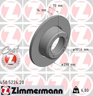 Zimmermann 450.5224.20 - Bremžu diski adetalas.lv