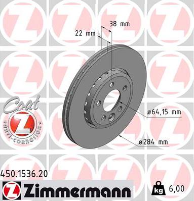 Zimmermann 450.1536.20 - Bremžu diski adetalas.lv