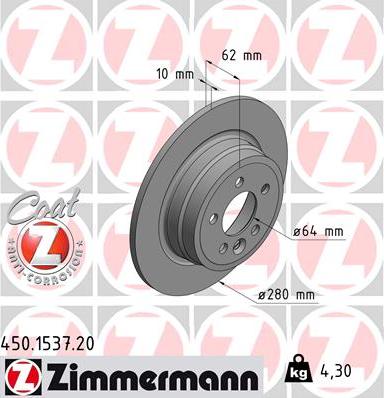 Zimmermann 450.1537.20 - Bremžu diski adetalas.lv