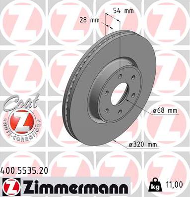 Zimmermann 400.5535.20 - Bremžu diski adetalas.lv