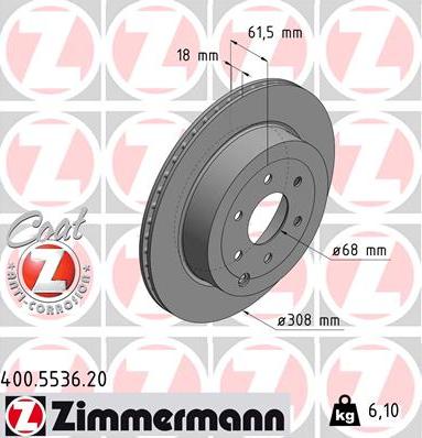 Zimmermann 400.5536.20 - Bremžu diski adetalas.lv