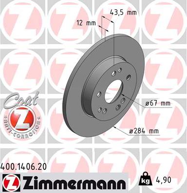 Zimmermann 400.1406.20 - Bremžu diski adetalas.lv